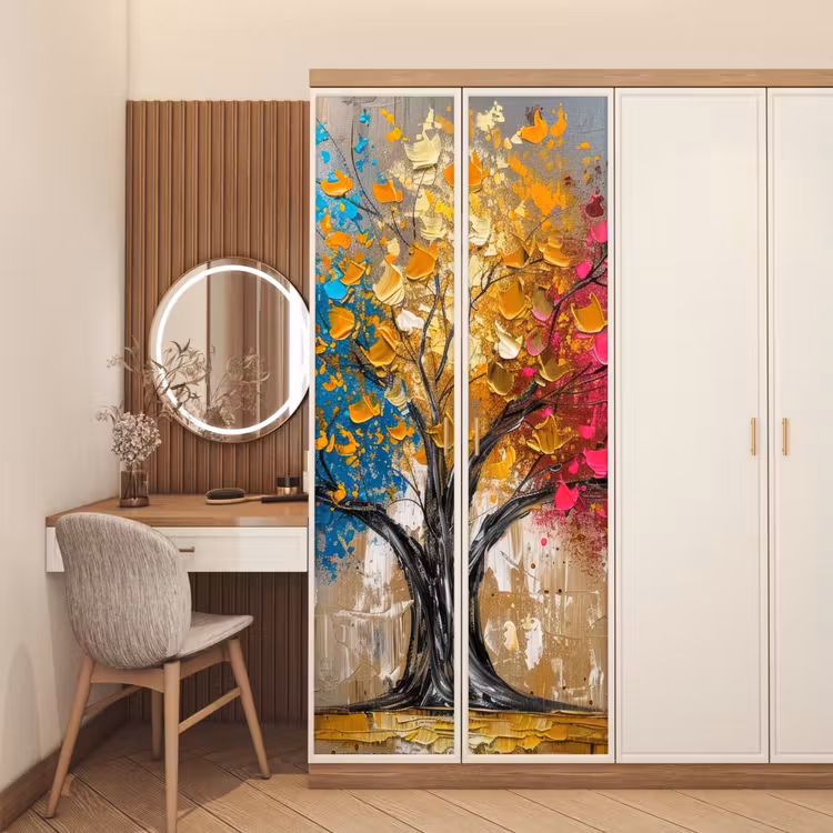 Deursticker - Boom - Kleurrijk - Grijs - Modern — 5
