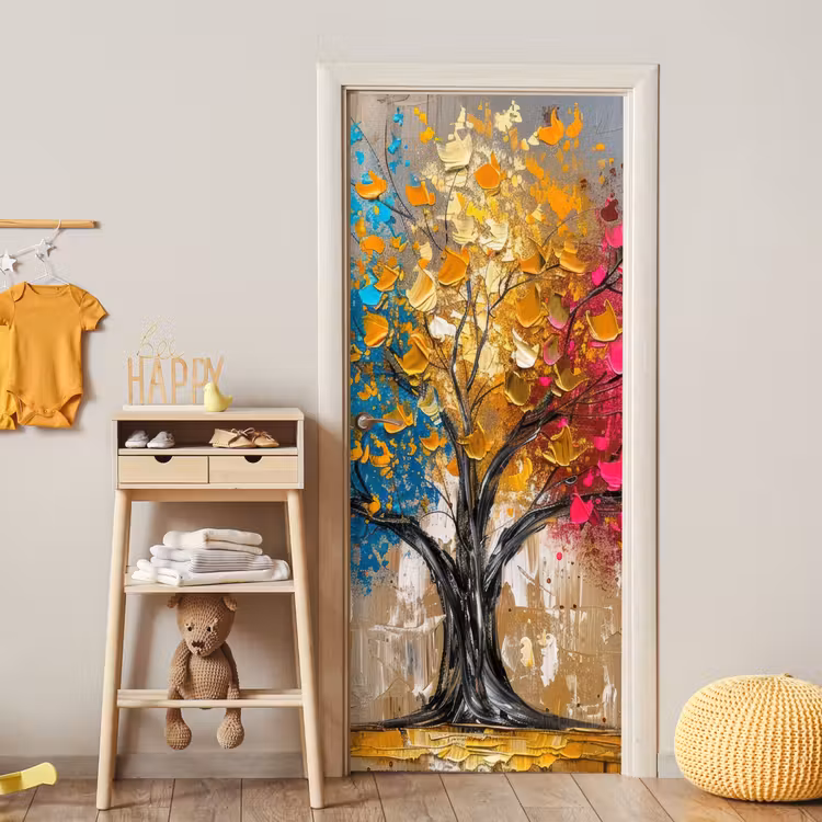 Deursticker - Boom - Kleurrijk - Grijs - Modern — 6
