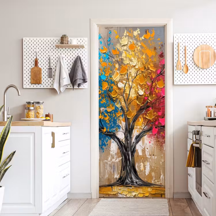 Deursticker - Boom - Kleurrijk - Grijs - Modern — 7