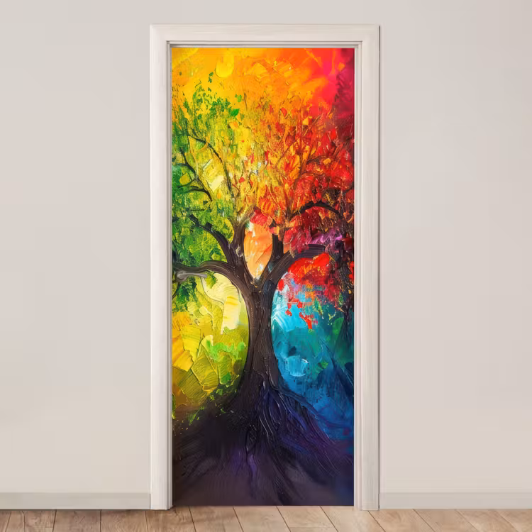 Deursticker - Boom - Kleurrijk - Modern - Abstract — 1