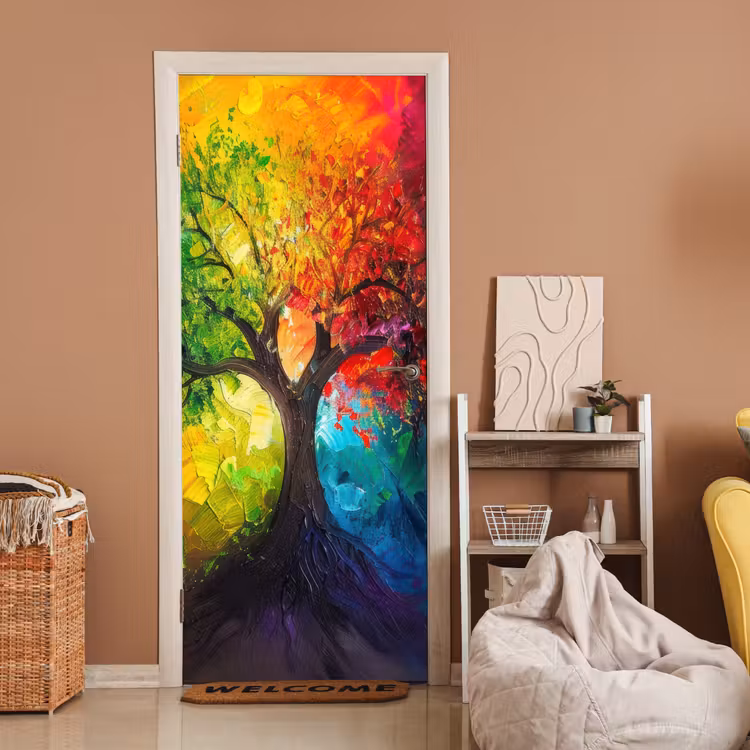 Deursticker - Boom - Kleurrijk - Modern - Abstract — 2