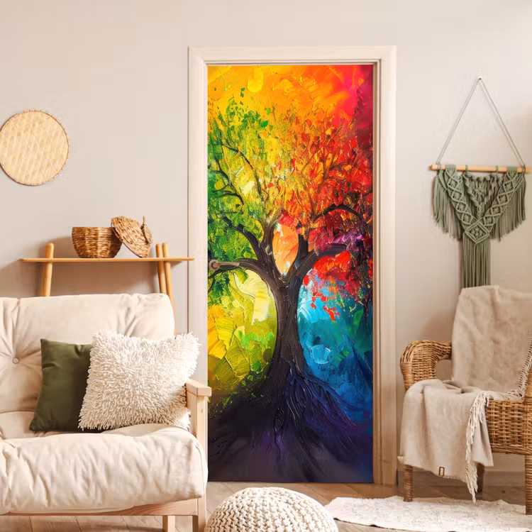 Deursticker - Boom - Kleurrijk - Modern - Abstract — 4
