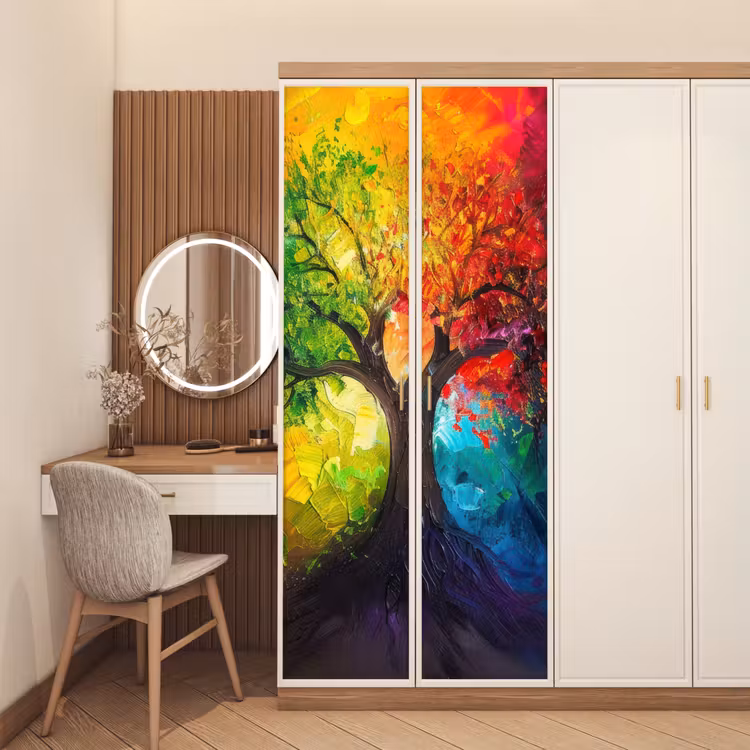 Deursticker - Boom - Kleurrijk - Modern - Abstract — 5