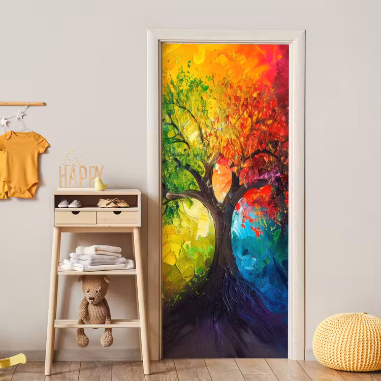 Deursticker - Boom - Kleurrijk - Modern - Abstract — 6