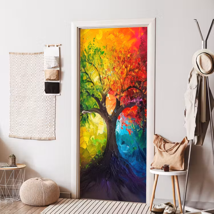 Deursticker - Boom - Kleurrijk - Modern - Abstract — 8