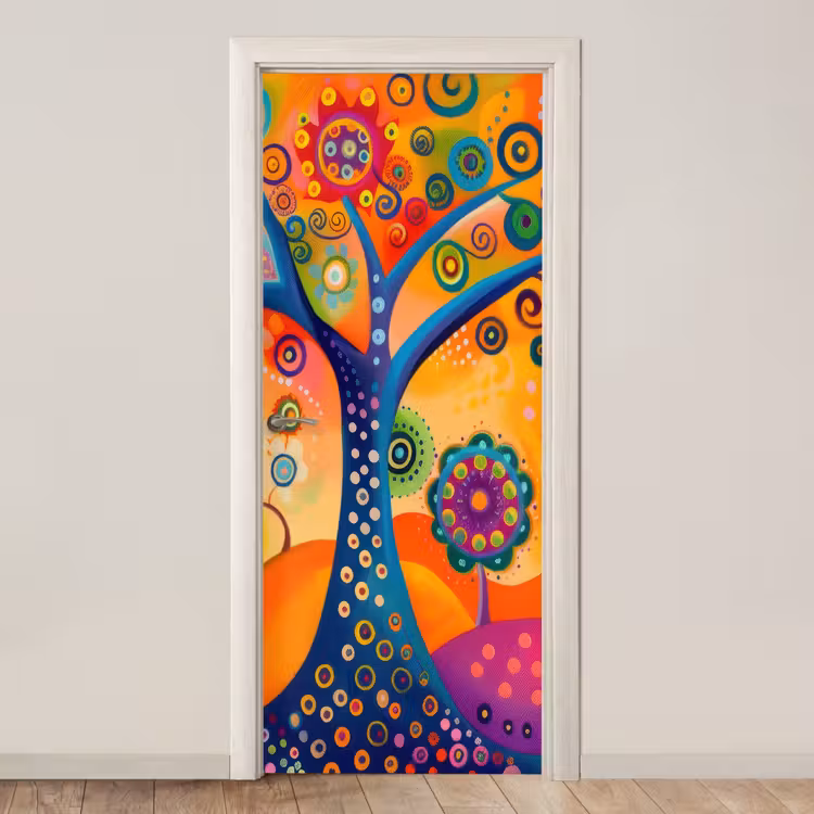 Deursticker - Boom - Levensboom - Abstract - Kleurrijk — 1