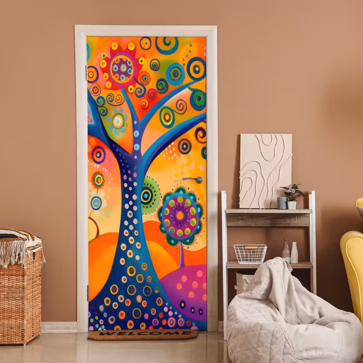 Deursticker - Boom - Levensboom - Abstract - Kleurrijk — 2