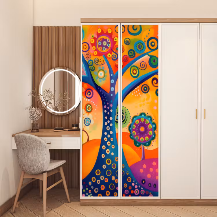 Deursticker - Boom - Levensboom - Abstract - Kleurrijk — 5