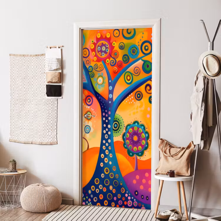 Deursticker - Boom - Levensboom - Abstract - Kleurrijk — 8