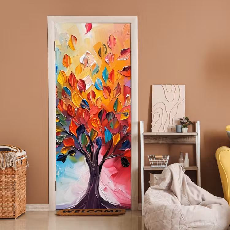 Deursticker - Boom - Levensboom - Kleurrijk - Abstract — 2