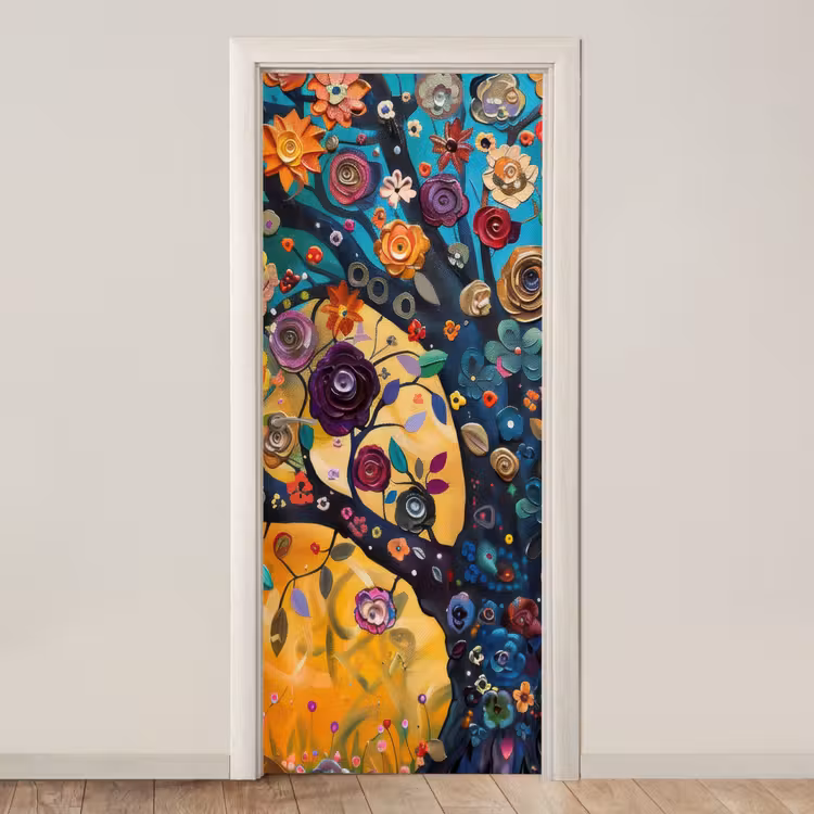 Deursticker - Boom - Levensboom - Kleurrijk - Bloemen - Modern — 1