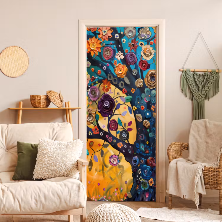 Deursticker - Boom - Levensboom - Kleurrijk - Bloemen - Modern — 4