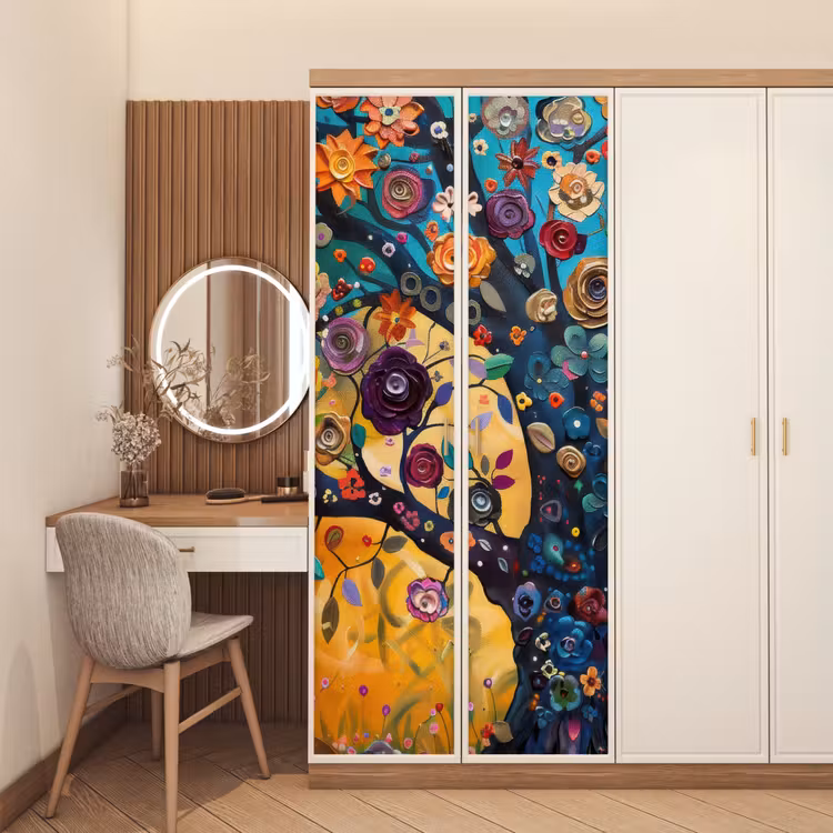 Deursticker - Boom - Levensboom - Kleurrijk - Bloemen - Modern — 5
