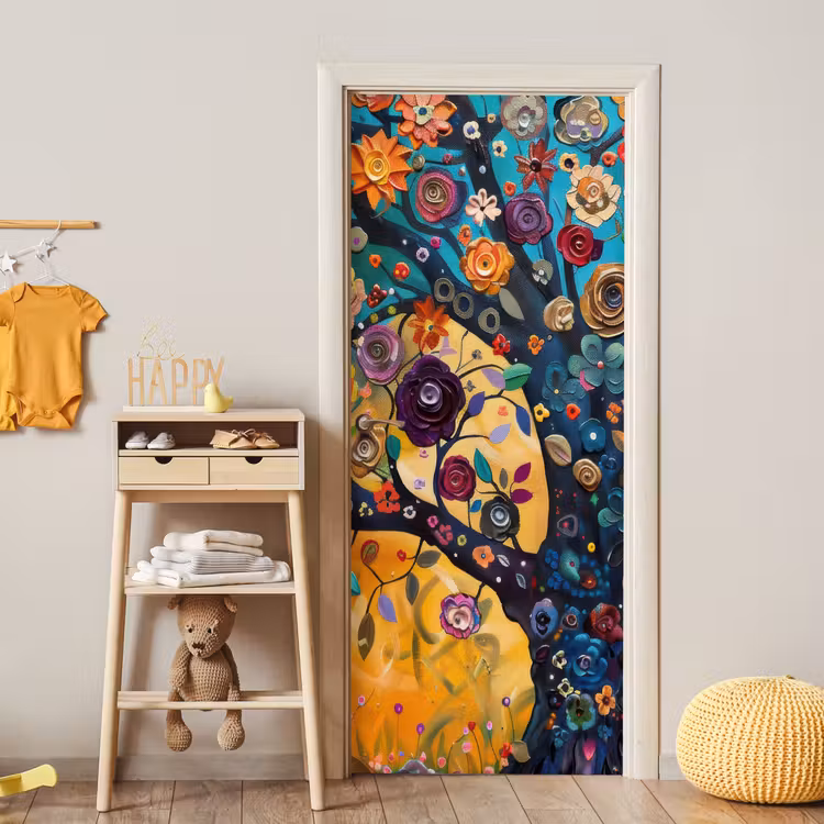 Deursticker - Boom - Levensboom - Kleurrijk - Bloemen - Modern — 6