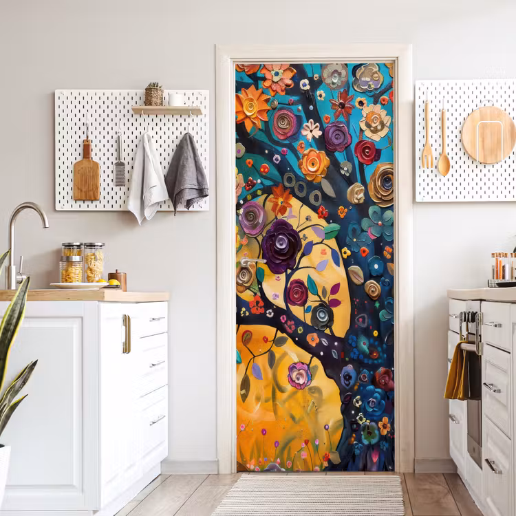 Deursticker - Boom - Levensboom - Kleurrijk - Bloemen - Modern — 7
