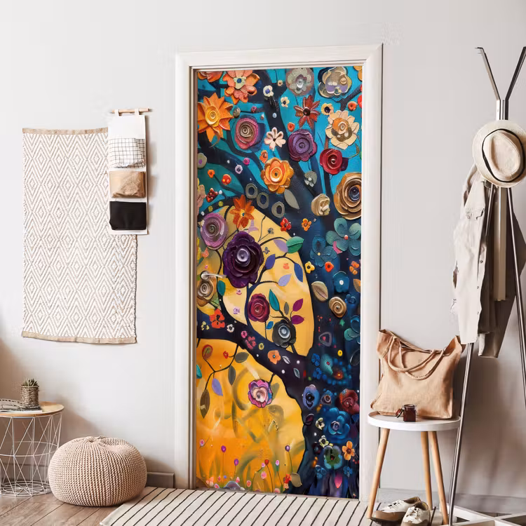 Deursticker - Boom - Levensboom - Kleurrijk - Bloemen - Modern — 8