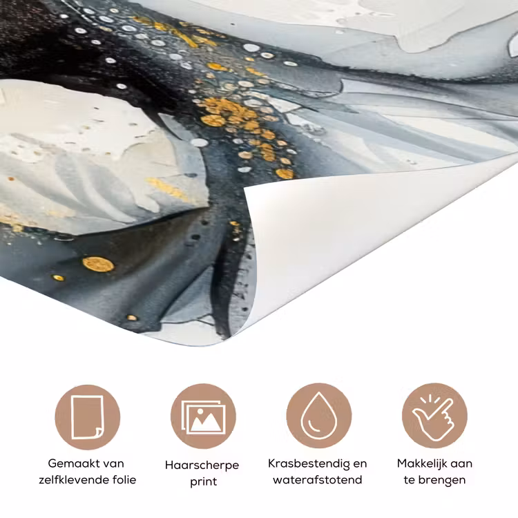 Deursticker - Boom - Modern - Abstract - Goud - Zwart - Wit — 3
