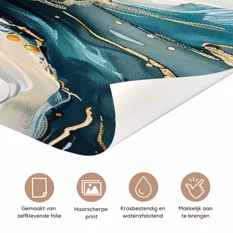 Deursticker - Boom - Modern - Verflook - Turquoise - Goud — 3