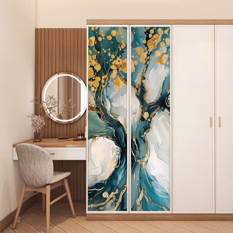 Deursticker - Boom - Modern - Verflook - Turquoise - Goud — 5