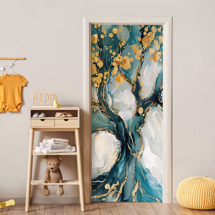 Deursticker - Boom - Modern - Verflook - Turquoise - Goud — 6