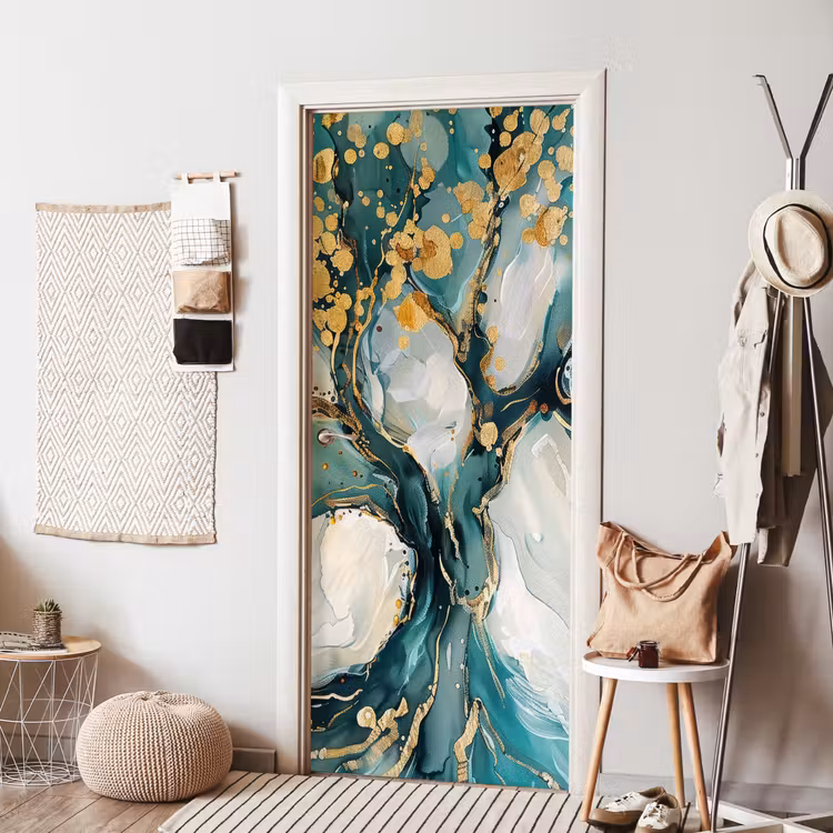 Deursticker - Boom - Modern - Verflook - Turquoise - Goud — 8