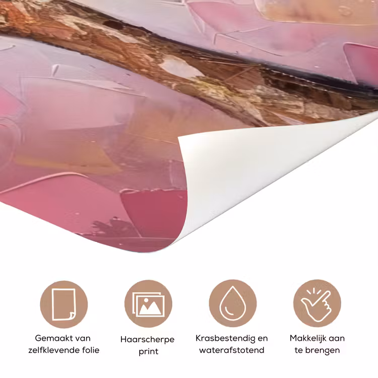 Deursticker - Boom - Roze - Goud - Modern — 3
