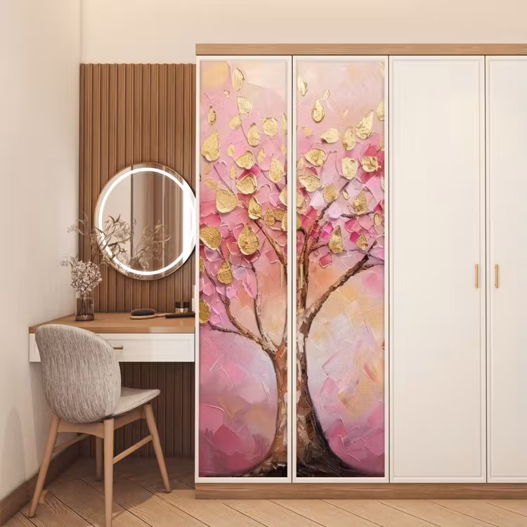 Deursticker - Boom - Roze - Goud - Modern — 5