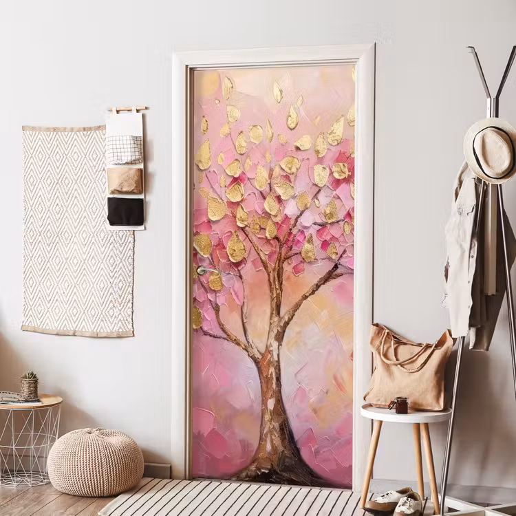 Deursticker - Boom - Roze - Goud - Modern — 8