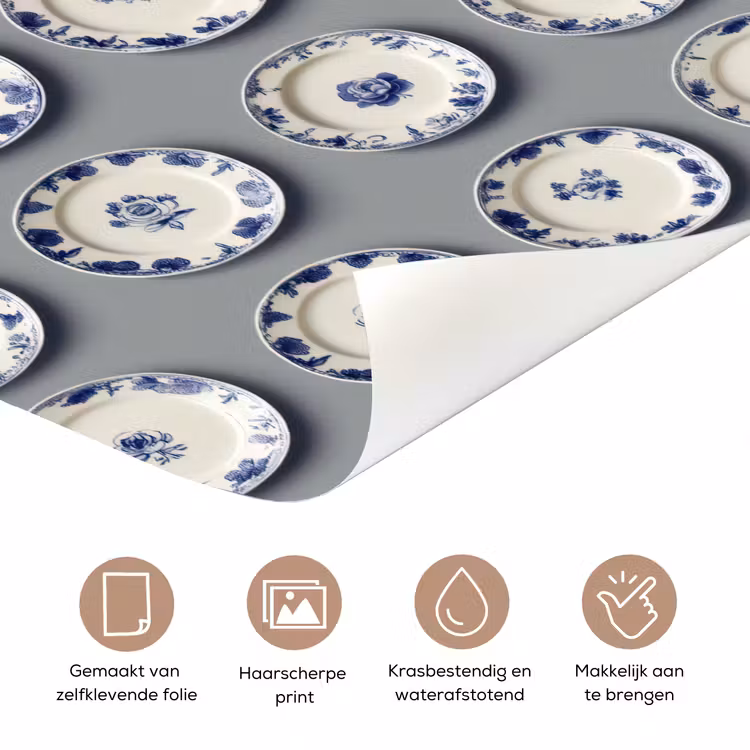 Deursticker - Borden - Bloemen - Blauw - Wit — 3