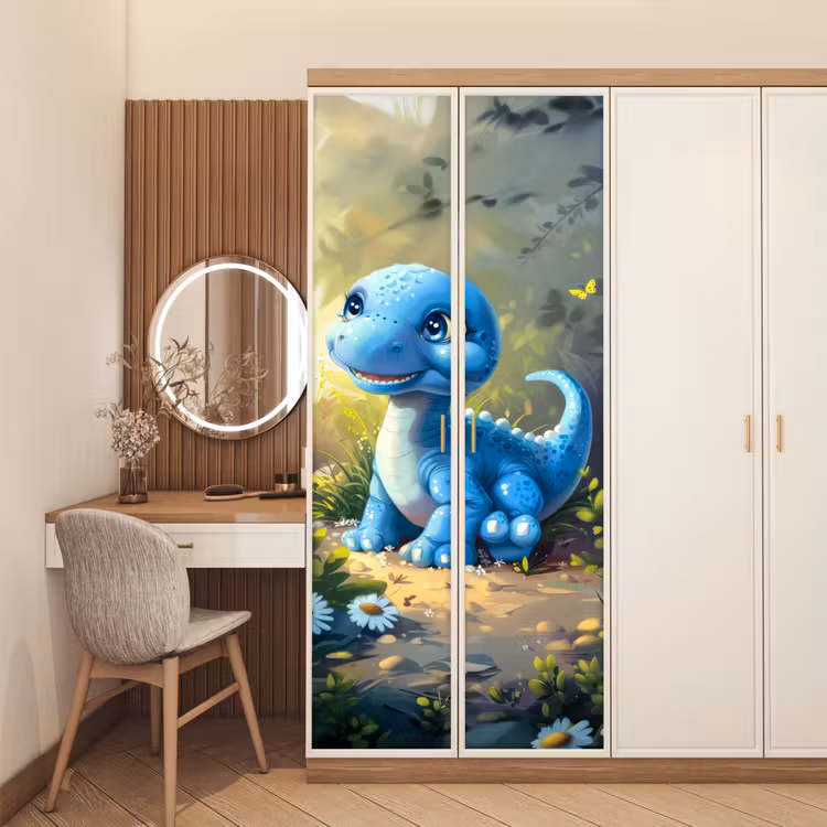 Deursticker - Dino - Blauw - Baby - Dinosaurus — 5