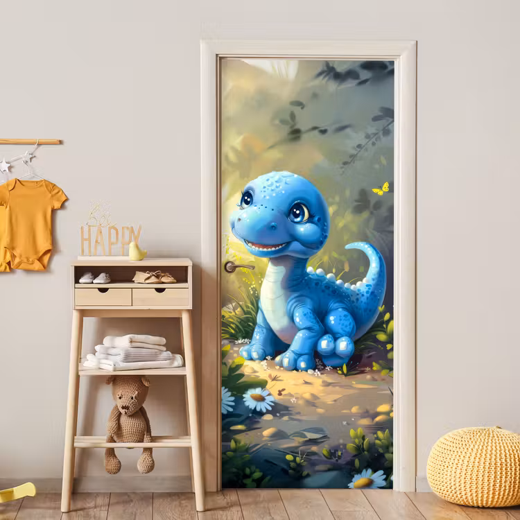 Deursticker - Dino - Blauw - Baby - Dinosaurus — 6