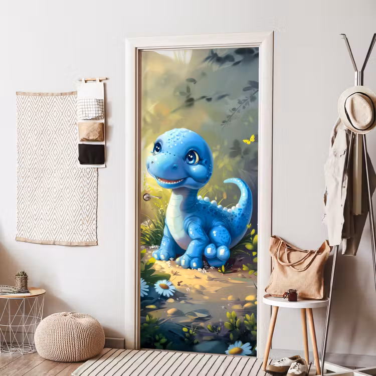 Deursticker - Dino - Blauw - Baby - Dinosaurus — 8