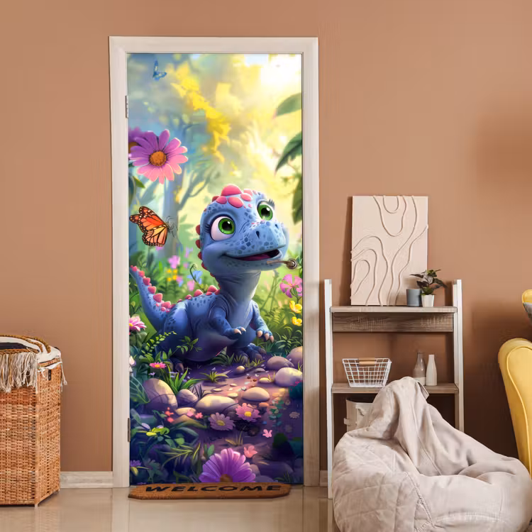 Deursticker - Dino - Paars - Baby - Dinosaurus — 2