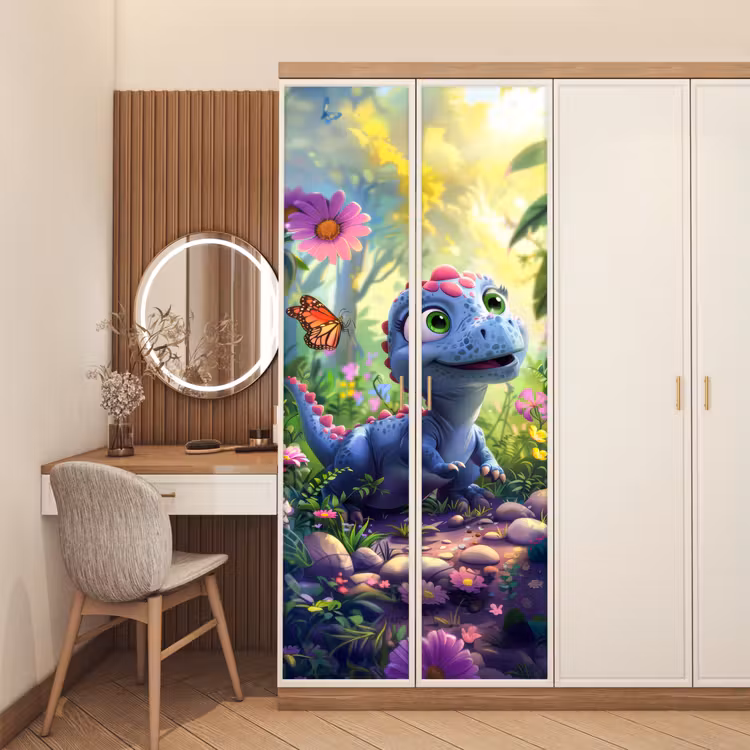 Deursticker - Dino - Paars - Baby - Dinosaurus — 5