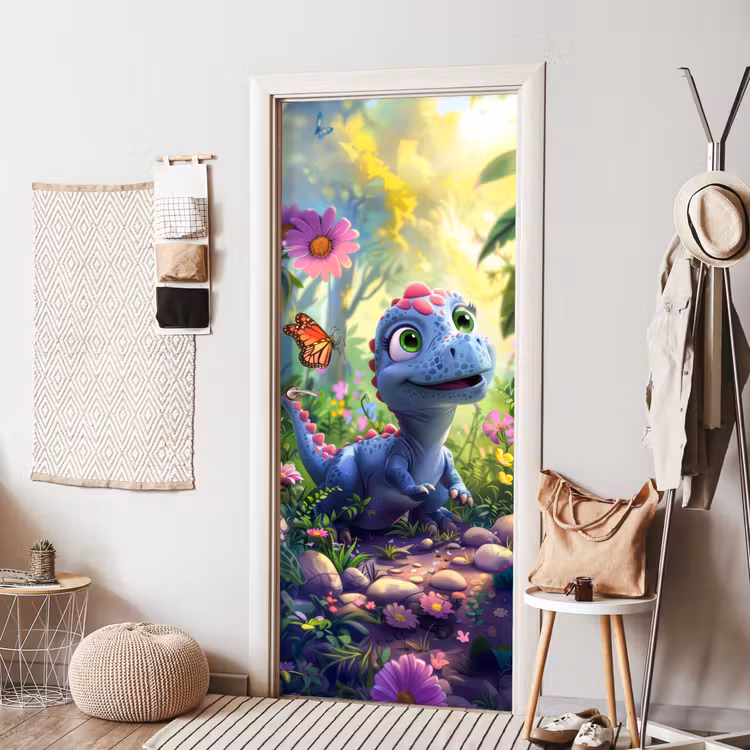 Deursticker - Dino - Paars - Baby - Dinosaurus — 8