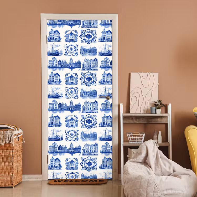 Deursticker - Huizen - Schepen - Blauw — 2