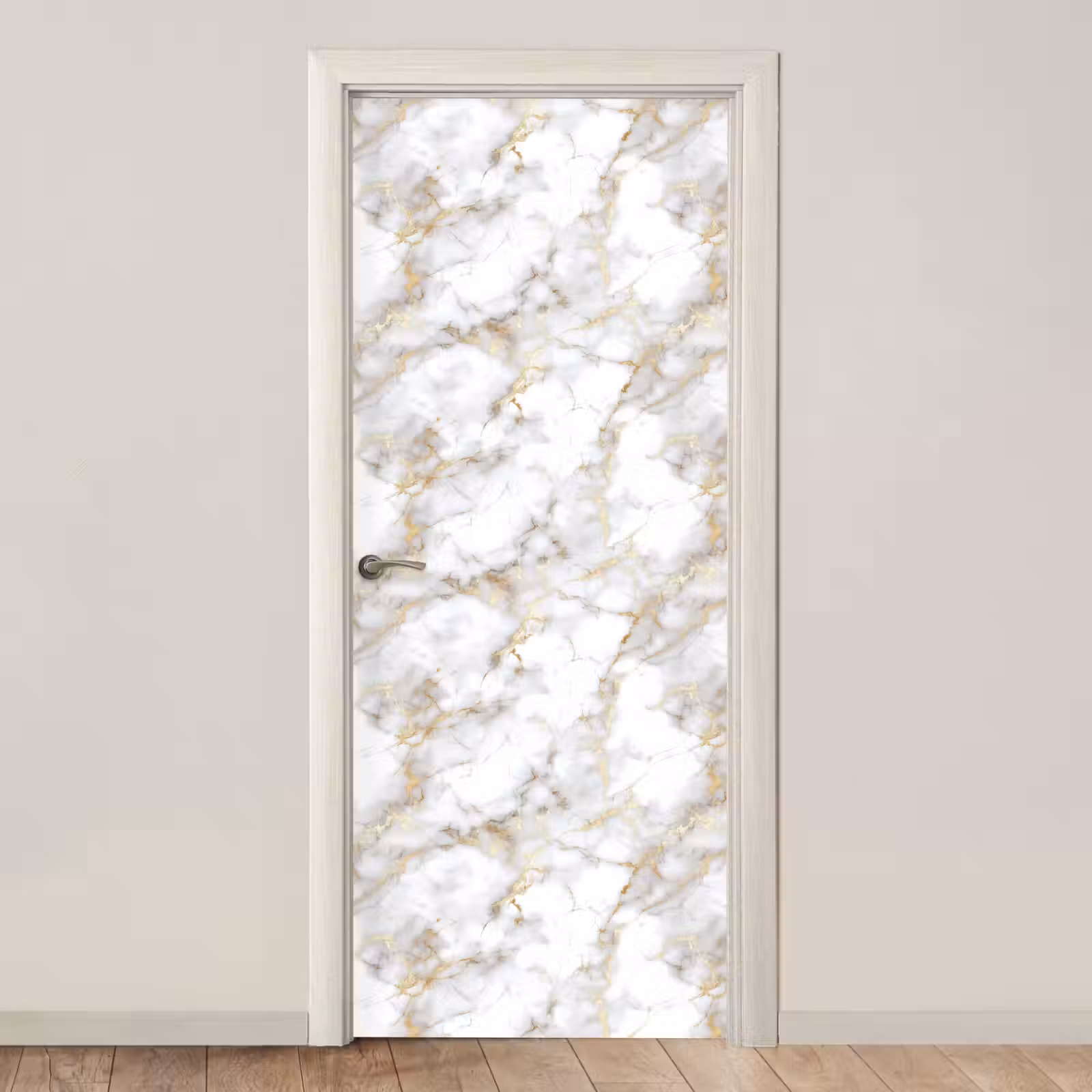 Deursticker - Gouden aders - Marmer - Wit — 1