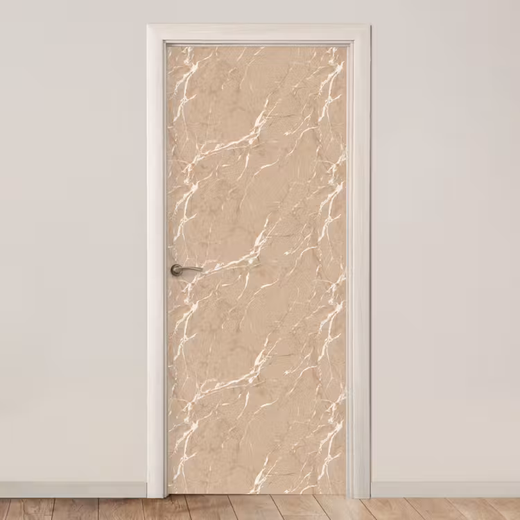 Deursticker - Beige - Marmer - Organisch - Wit — 1