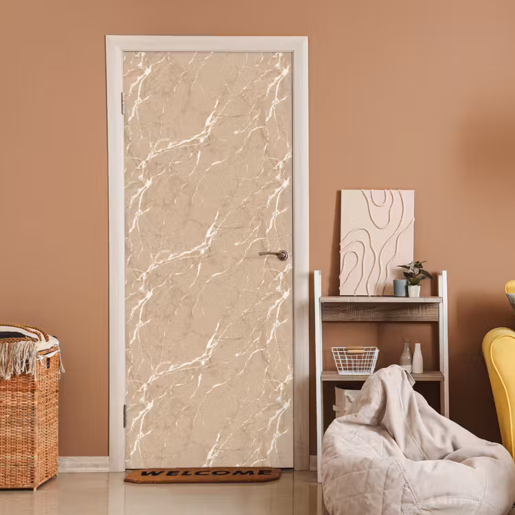 Deursticker - Beige - Marmer - Organisch - Wit — 2