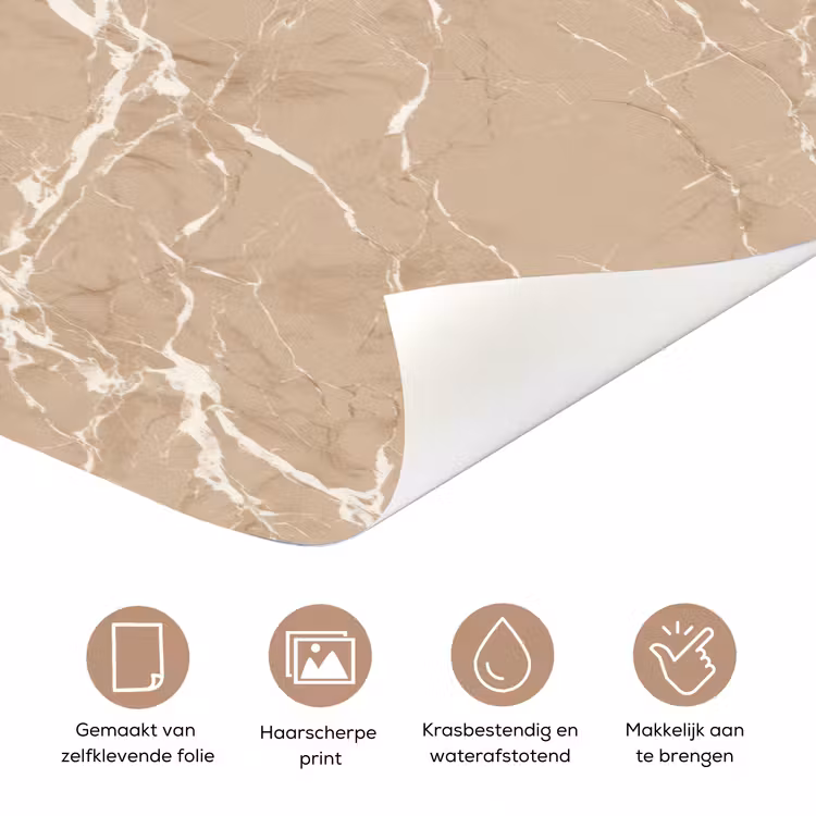 Deursticker - Beige - Marmer - Organisch - Wit — 3