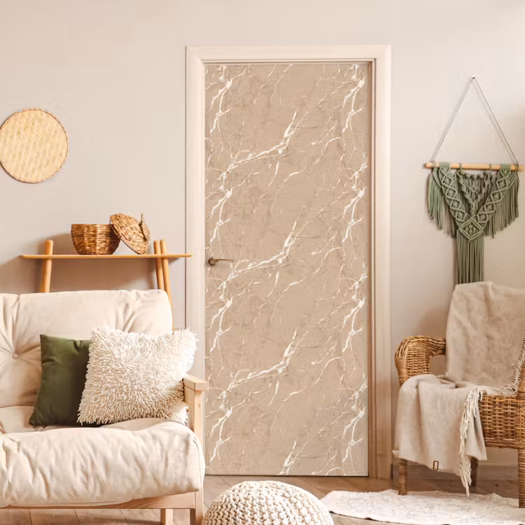 Deursticker - Beige - Marmer - Organisch - Wit — 4