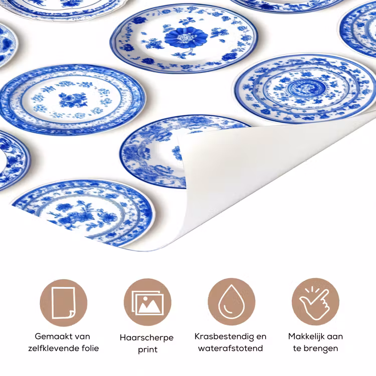 Deursticker - Borden - Bloemen - Patroon - Blauw — 3