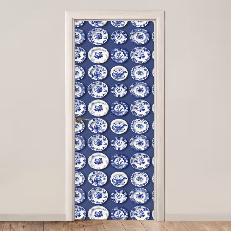 Deursticker - Borden - Floraal - Blauw — 1