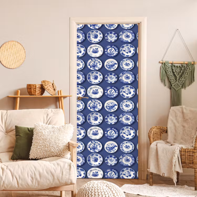 Deursticker - Borden - Floraal - Blauw — 4