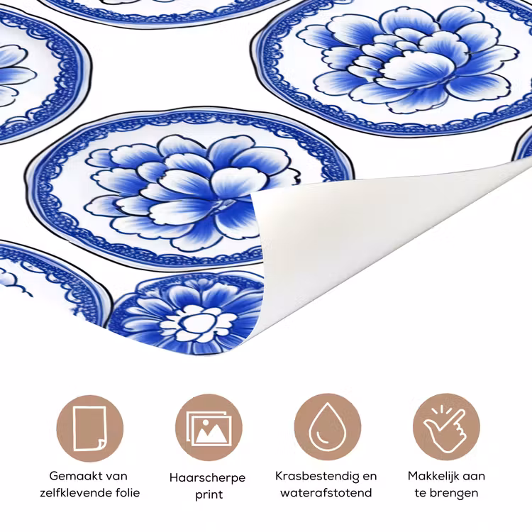 Deursticker - Cirkels - Bloemen - Blauw — 3