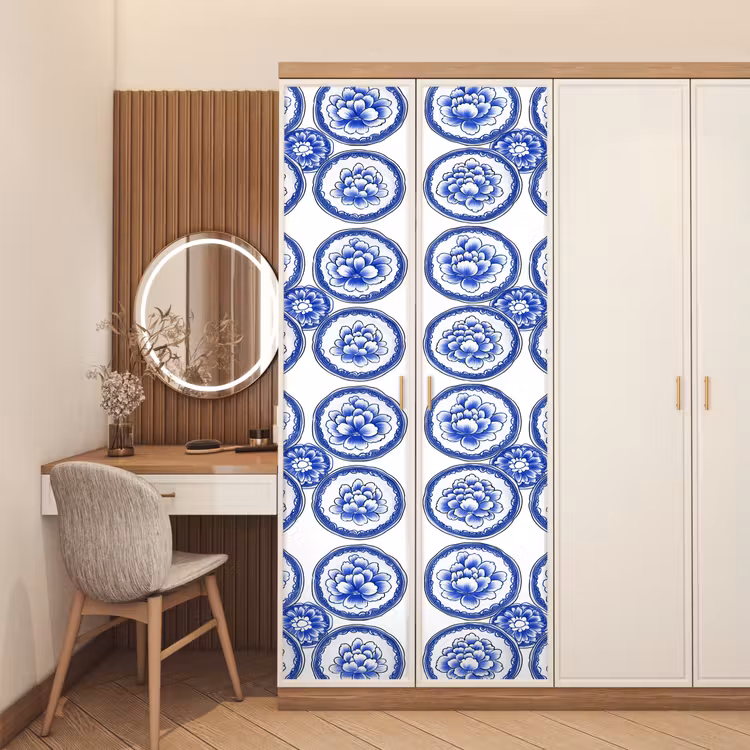 Deursticker - Cirkels - Bloemen - Blauw — 5