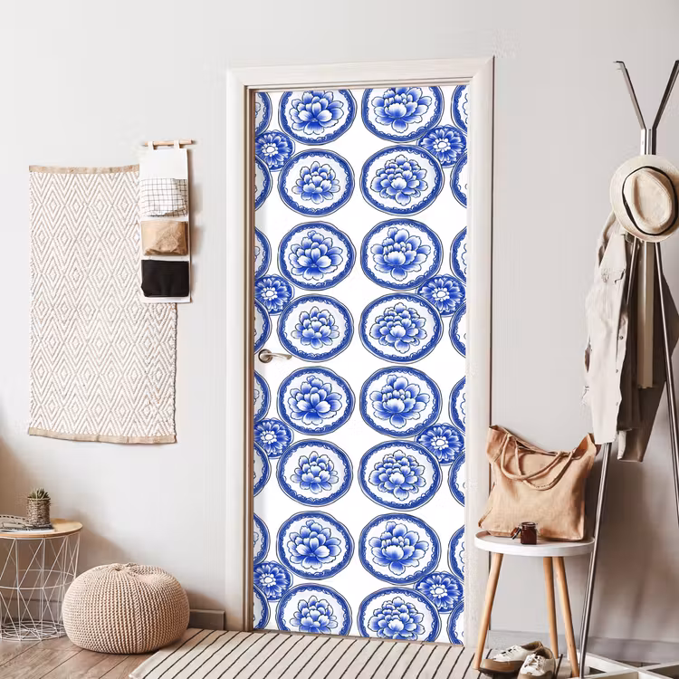 Deursticker - Cirkels - Bloemen - Blauw — 8