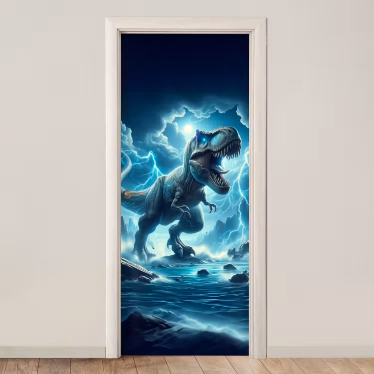 Deursticker - Dino - Blauw - Jongens — 1