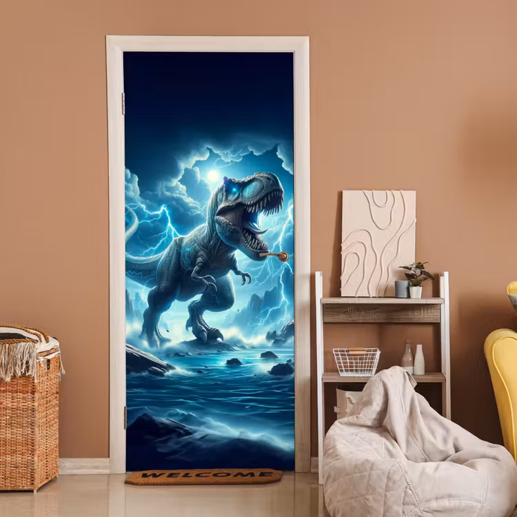 Deursticker - Dino - Blauw - Jongens — 2