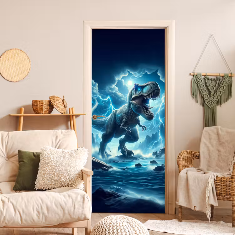 Deursticker - Dino - Blauw - Jongens — 4